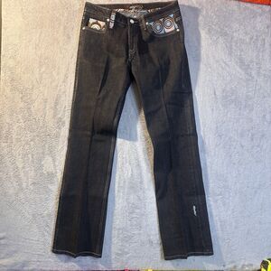 Y2K COOGIE Unique Dark wash Pants Size 19/20 Embroidered Detailing